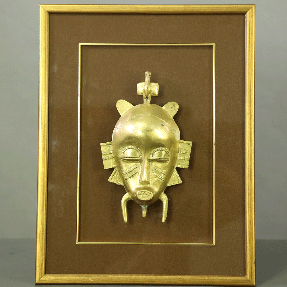 TABLEAU MASQUE SENOUFO KPELIE de forgeron en bronze et cire perdue